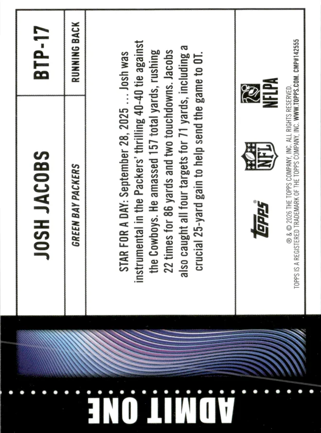 Josh Jacobs card back