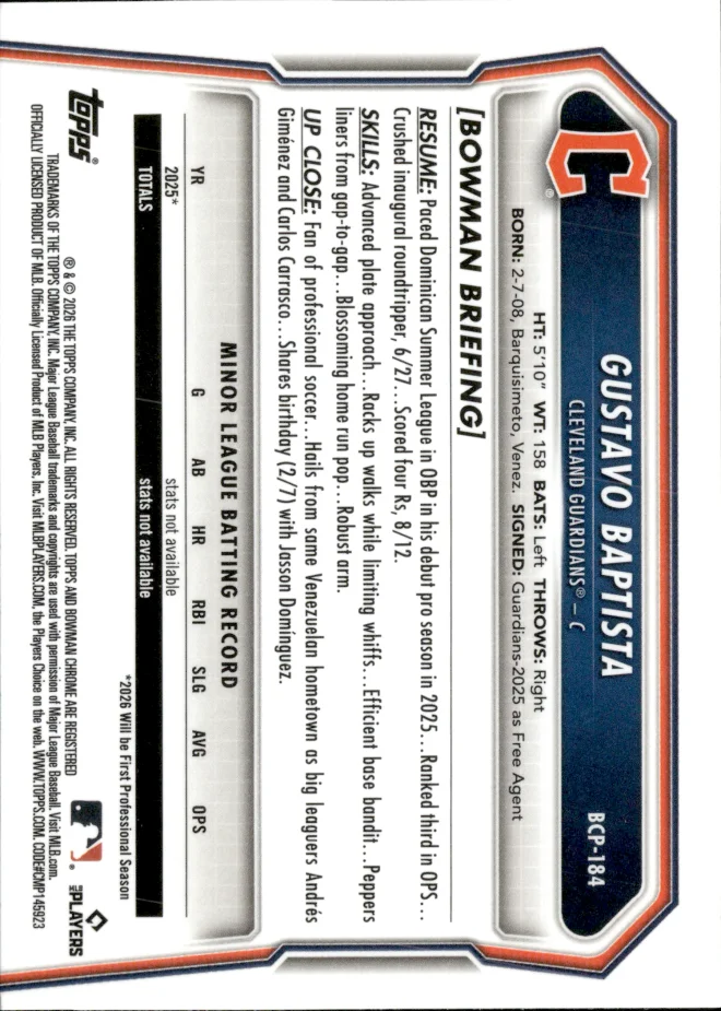 Gustavo Baptista card back