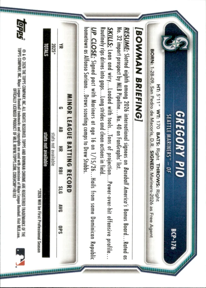 Gregory Pio card back