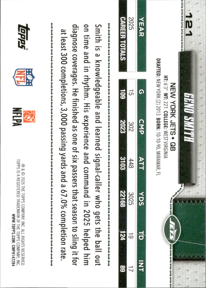 Geno Smith card back