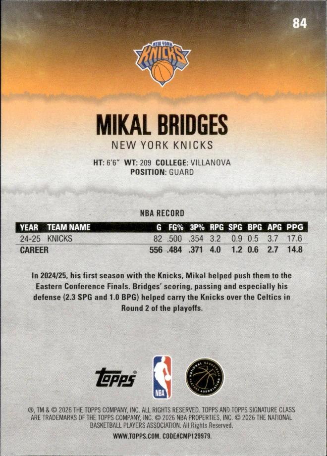 Mikal Bridges card back