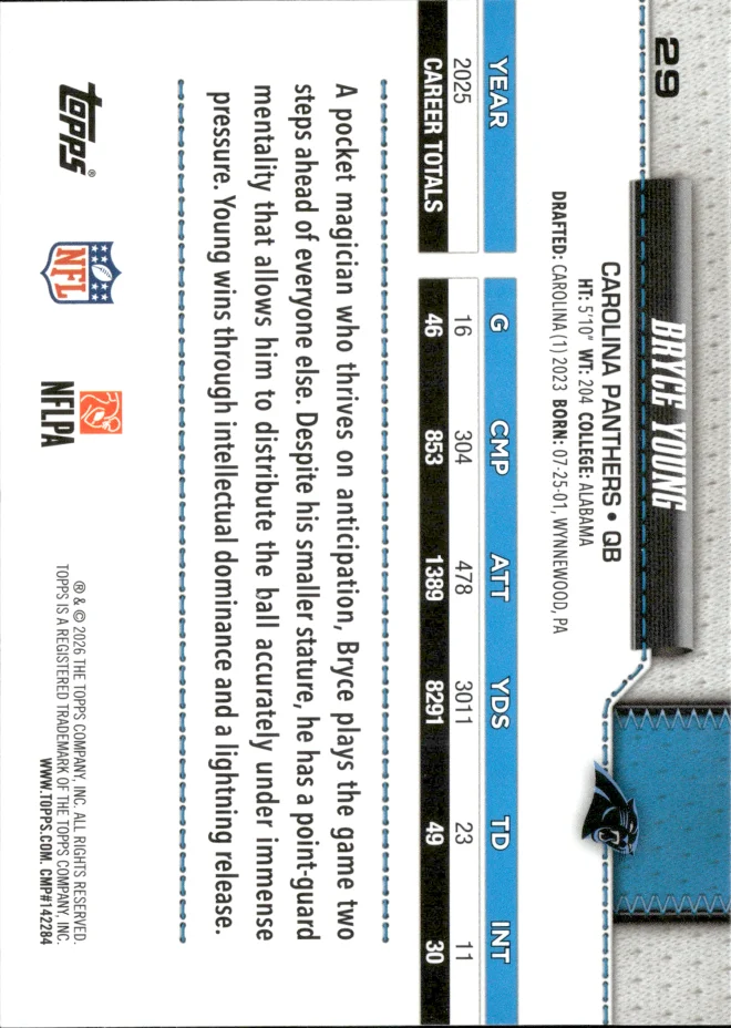 Bryce Young card back