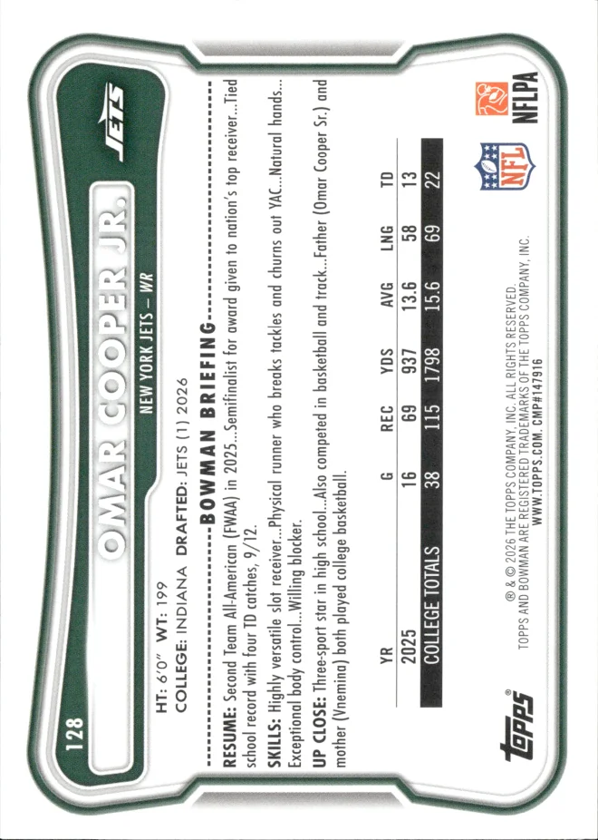 Omar Cooper Jr. card back