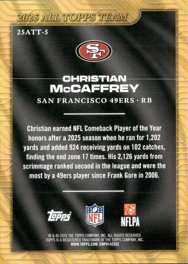 Christian McCaffrey card back