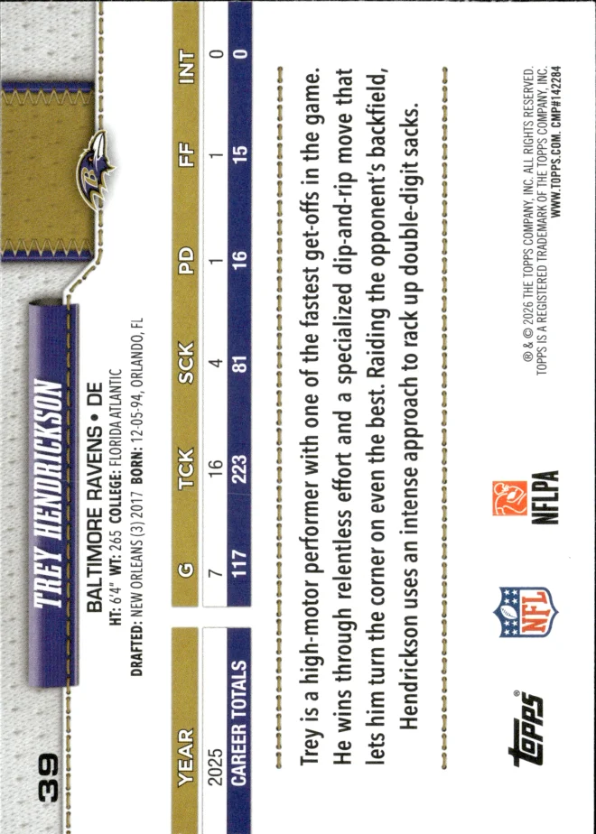 Trey Hendrickson card back