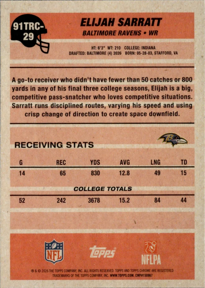 Elijah Sarratt card back