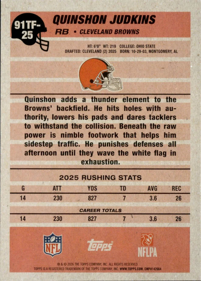 Quinshon Judkins card back