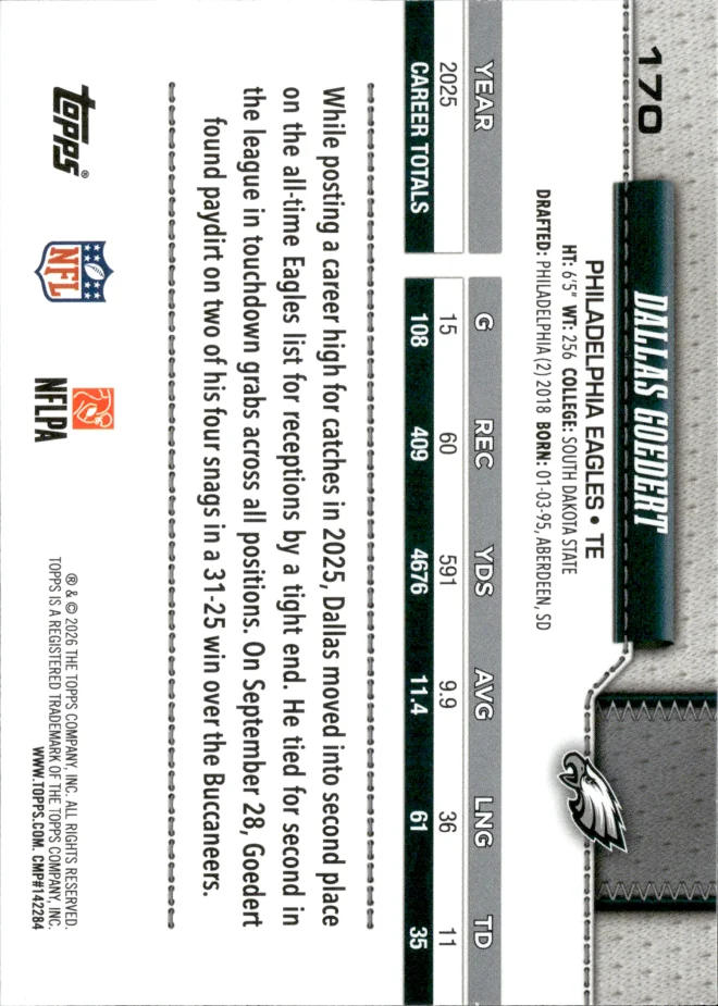 Dallas Goedert card back