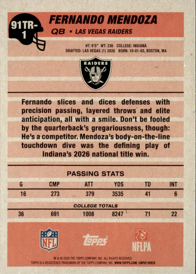Fernando Mendoza card back