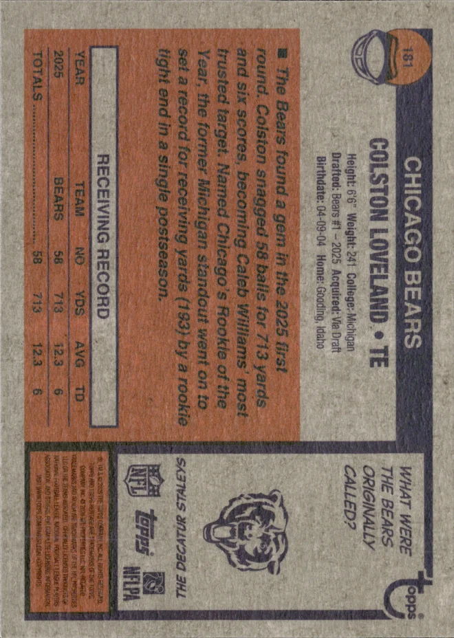Colston Loveland card back