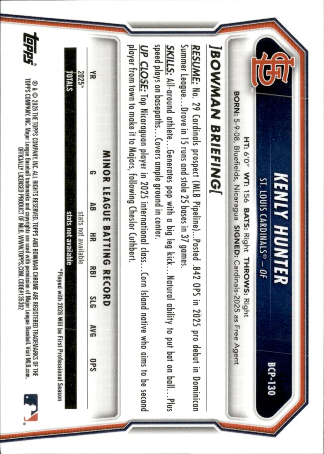 Kenly Hunter card back