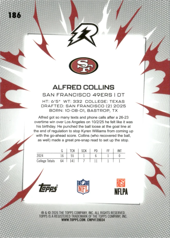 Alfred Collins card back