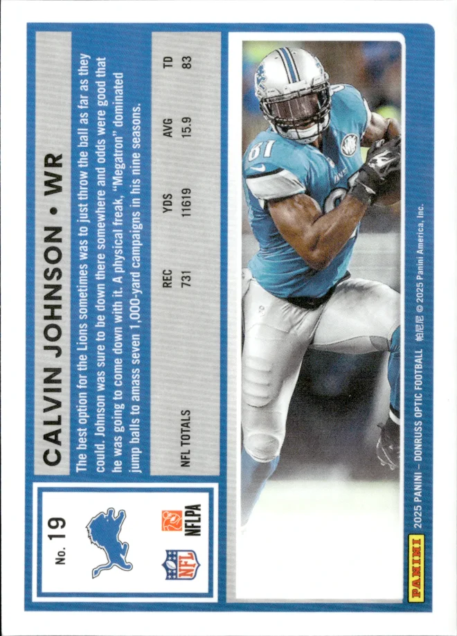 Calvin Johnson card back