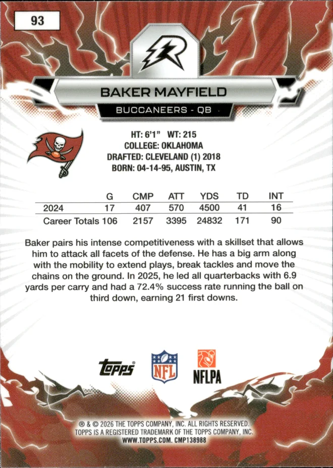 Baker Mayfield card back