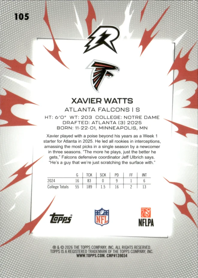 Xavier Watts card back