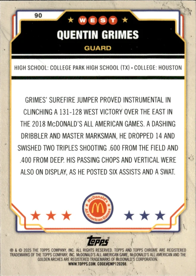 Quentin Grimes card back
