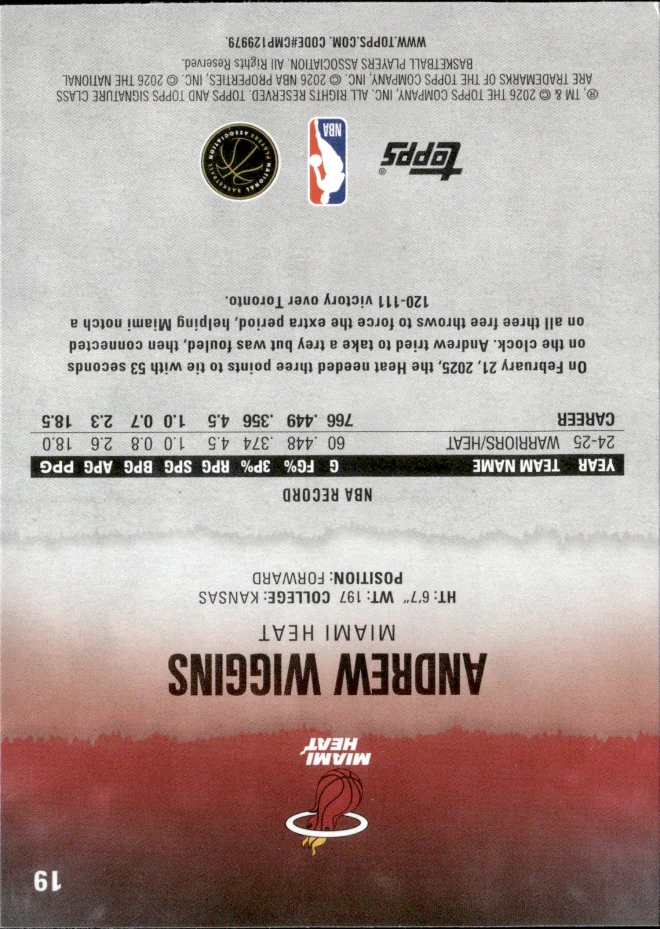 Andrew Wiggins card back