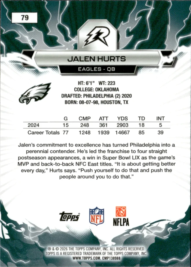 Jalen Hurts card back