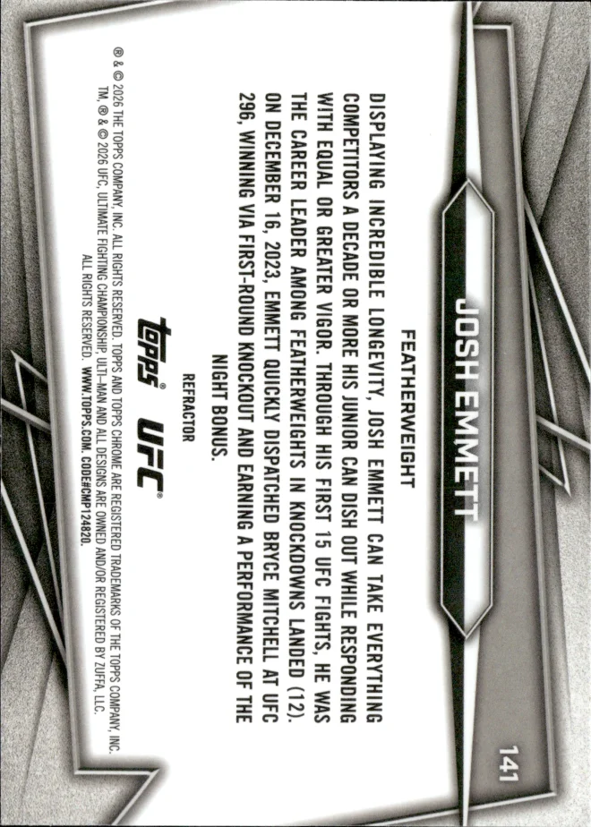 Josh Emmett card back