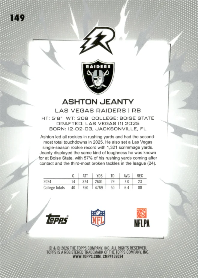 Ashton Jeanty card back
