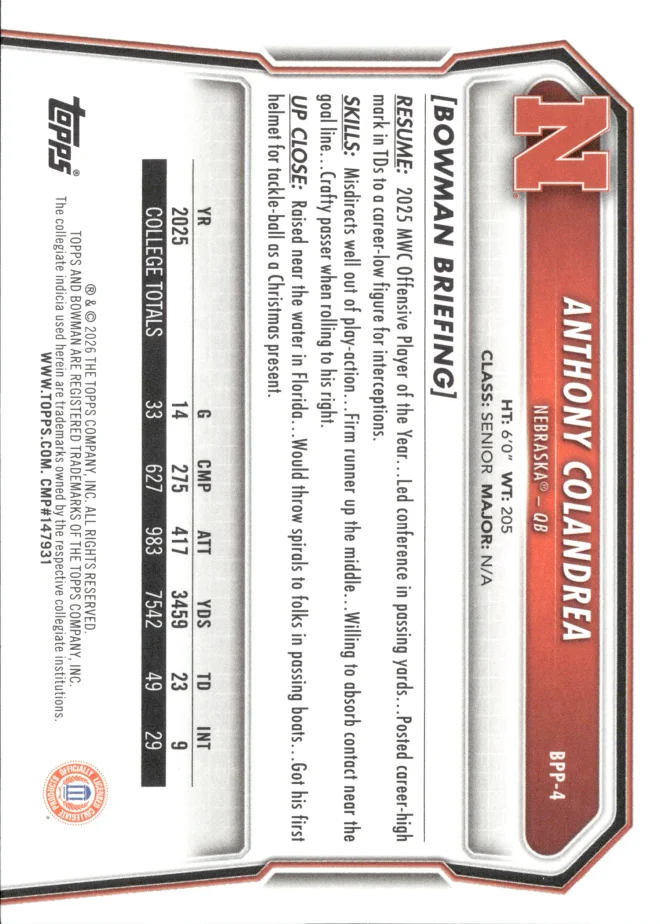 Anthony Colandrea card back