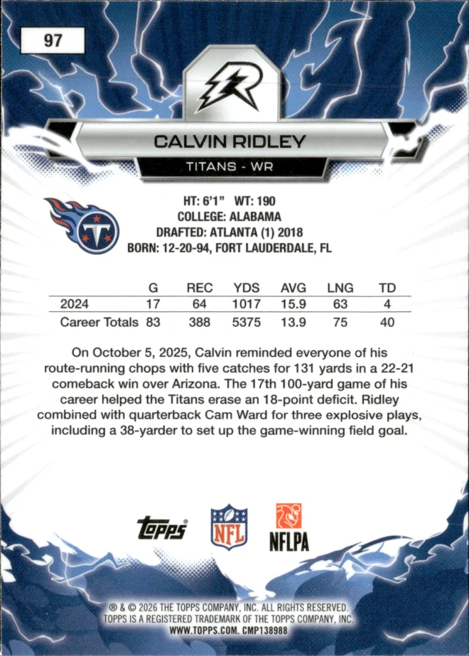 Calvin Ridley card back