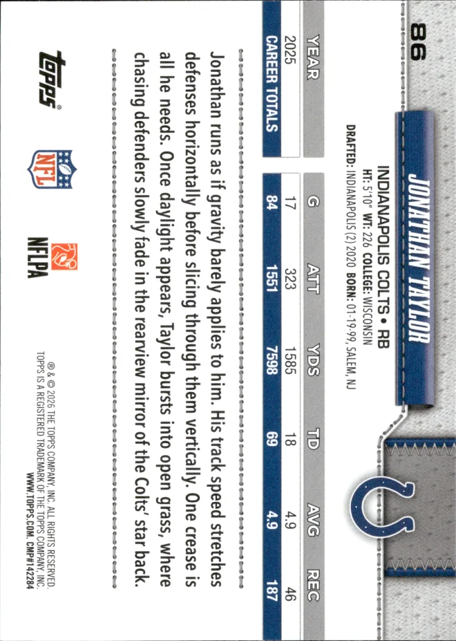 Jonathan Taylor card back