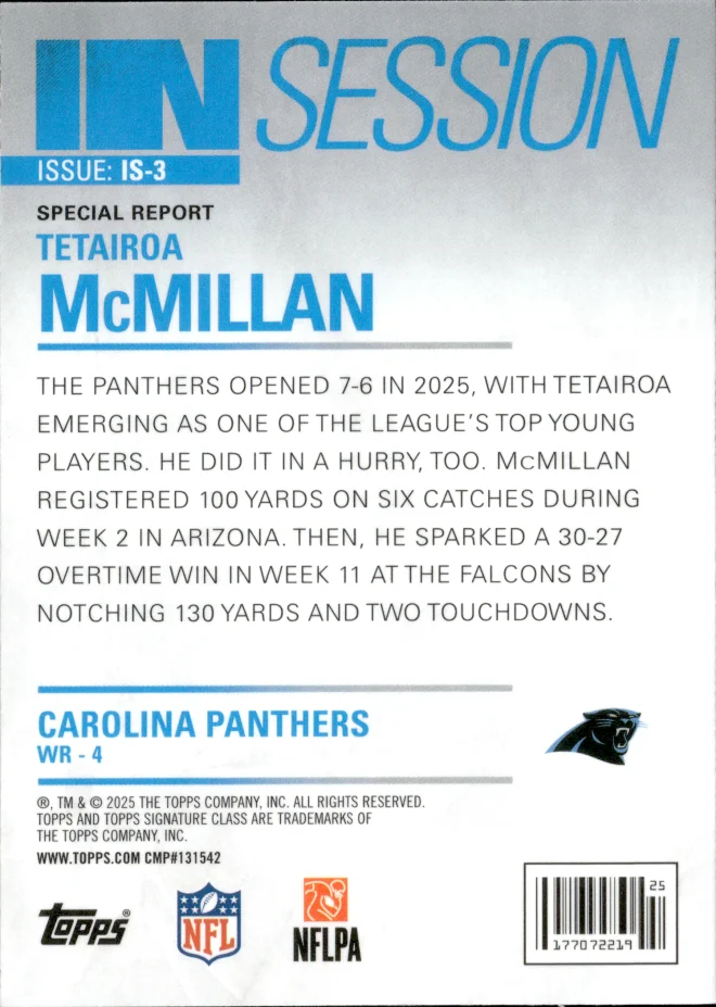 Tetairoa McMillan card back