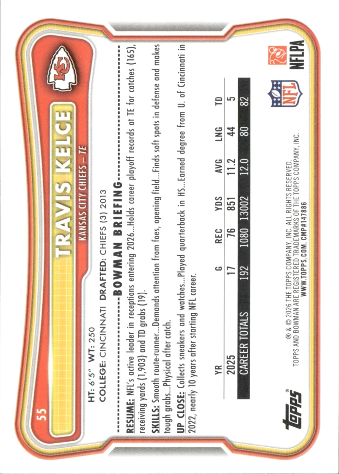 Travis Kelce card back
