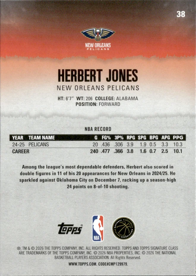 Herbert Jones card back