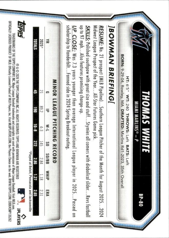 Thomas White card back