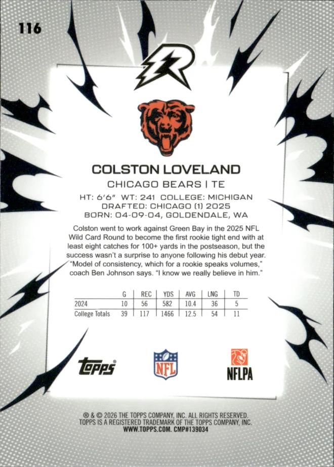 Colston Loveland card back