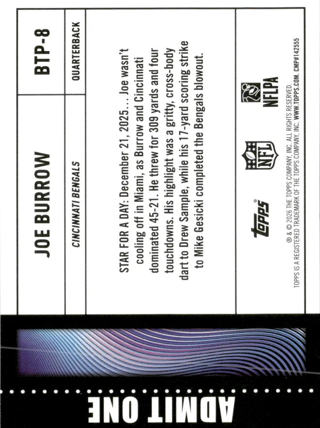 Joe Burrow card back