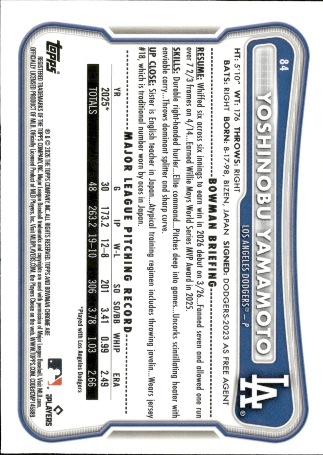 Yoshinobu Yamamoto card back