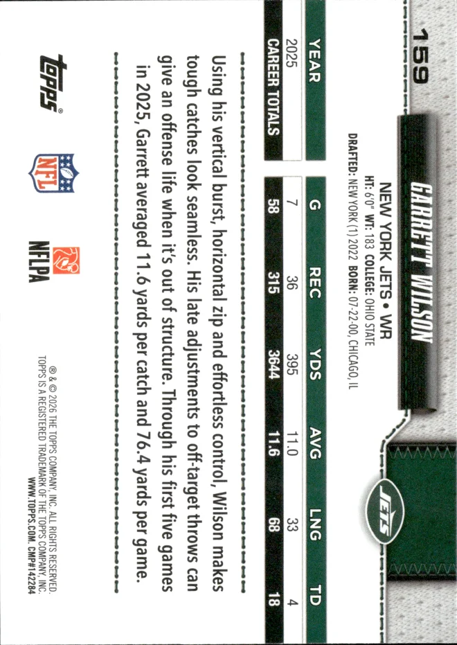 Garrett Wilson card back