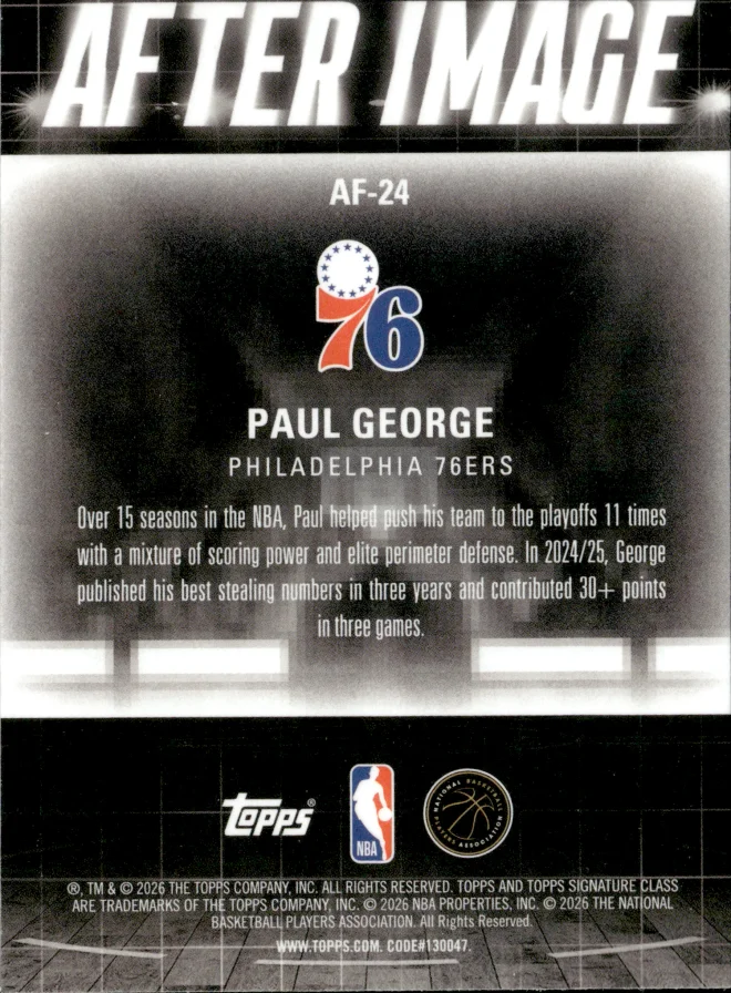 Paul George card back