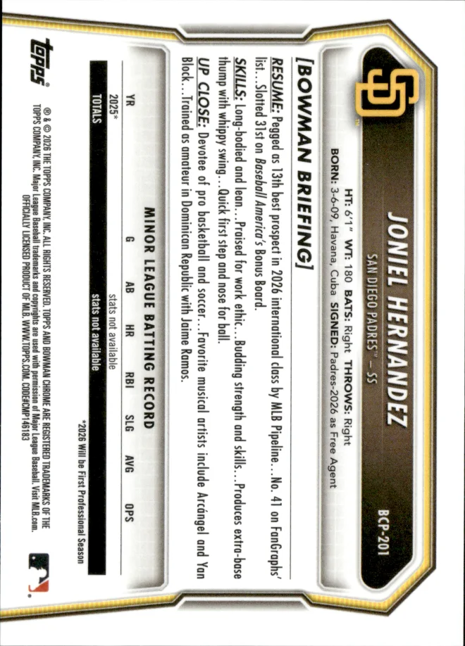 Joniel Hernandez card back
