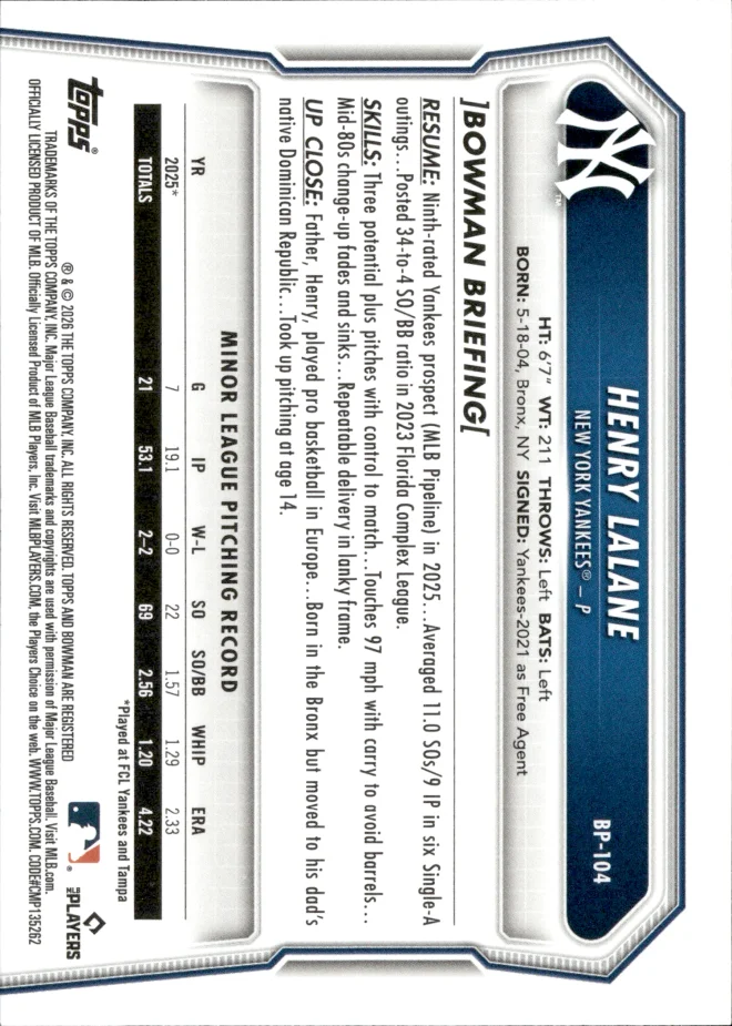 Henry Lalane card back