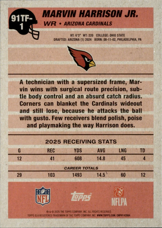 Marvin Harrison Jr. card back