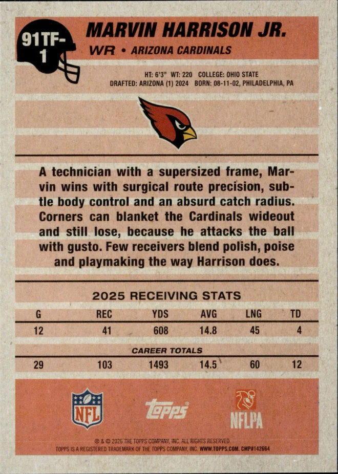 Marvin Harrison Jr. card back