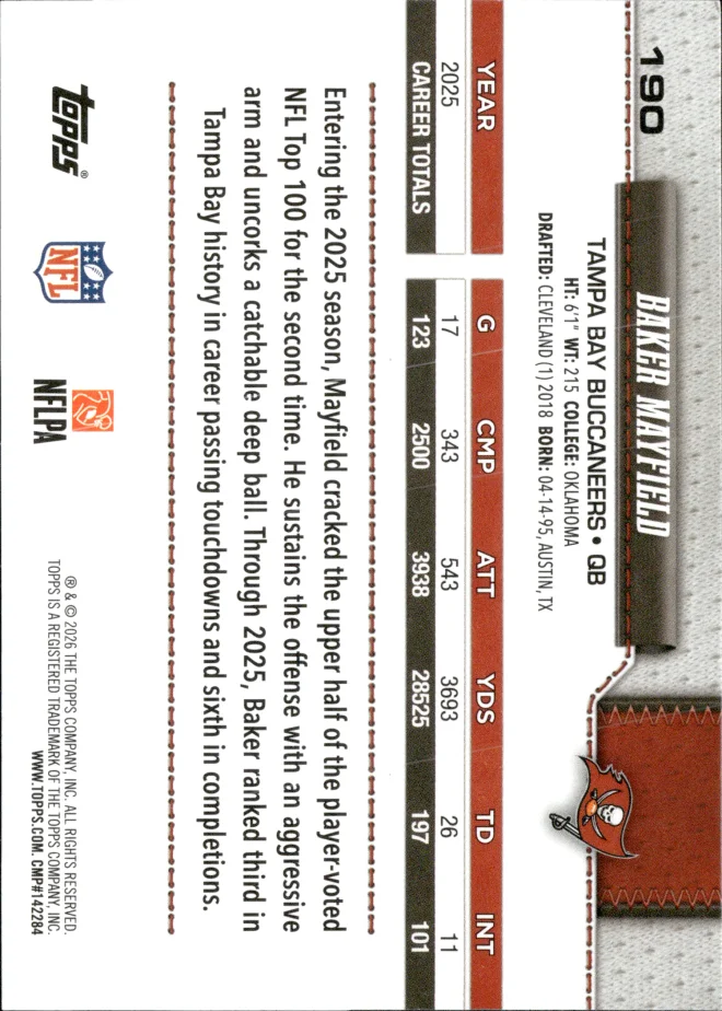 Baker Mayfield card back