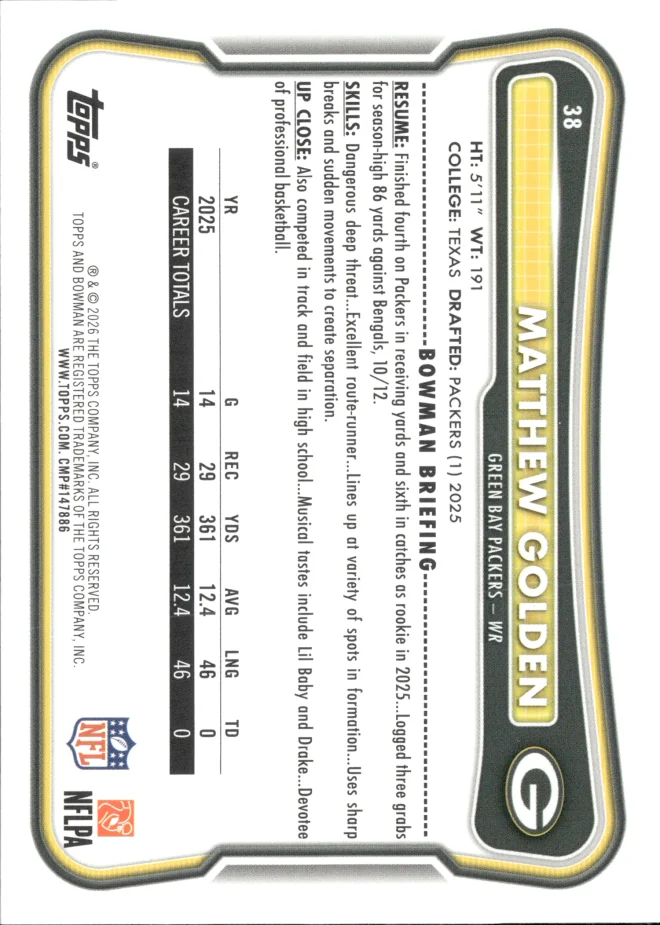 Matthew Golden card back