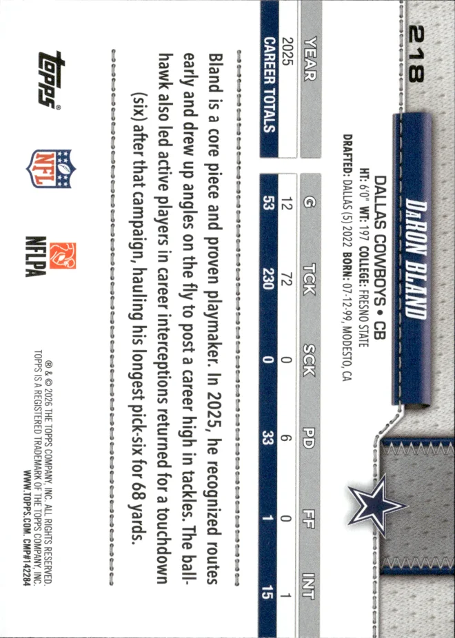 DaRon Bland card back