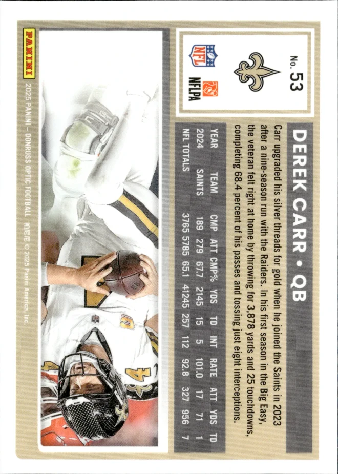 Derek Carr card back