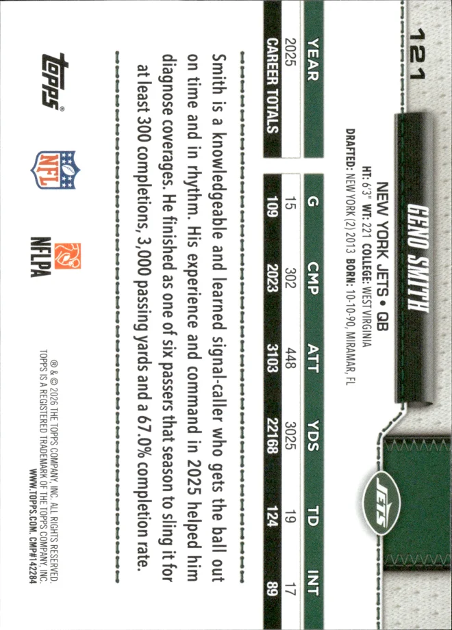 Geno Smith card back