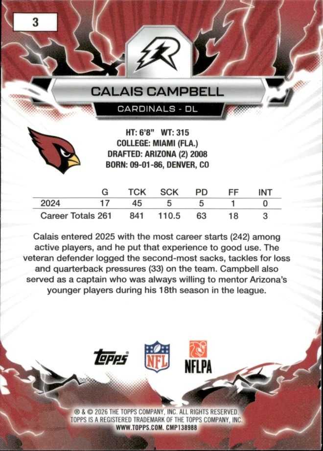 Calais Campbell card back
