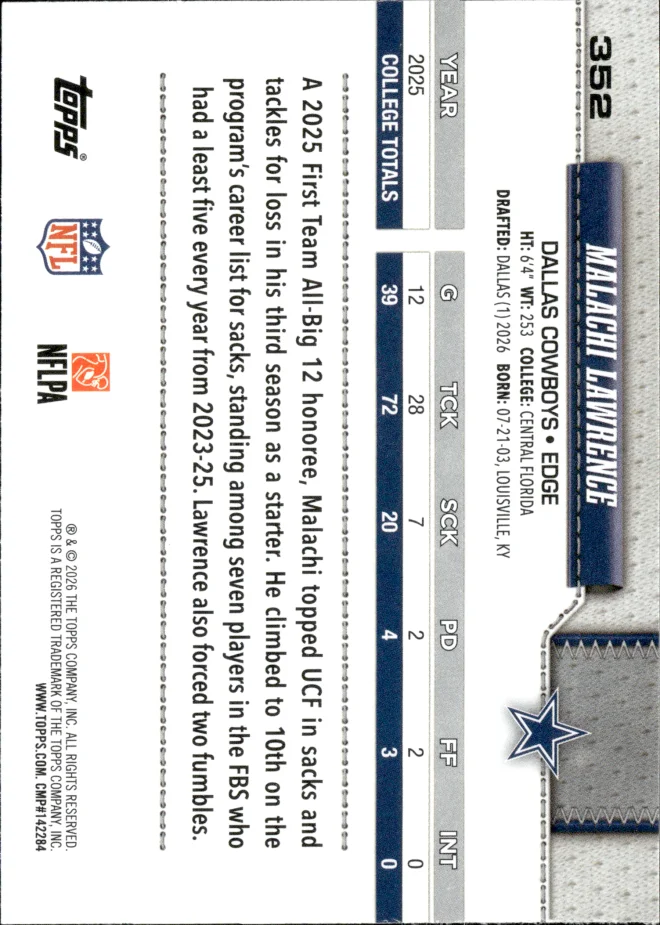 Malachi Lawrence card back