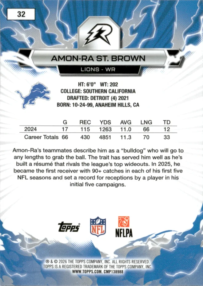 Amon-Ra St. Brown card back
