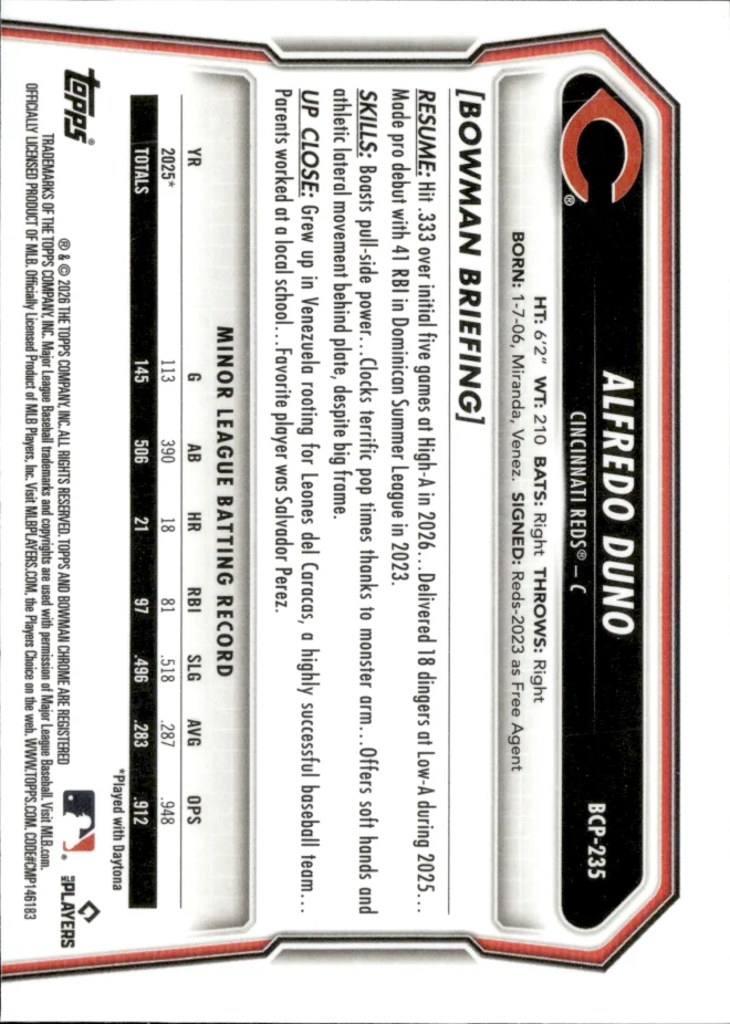 Alfredo Duno card back