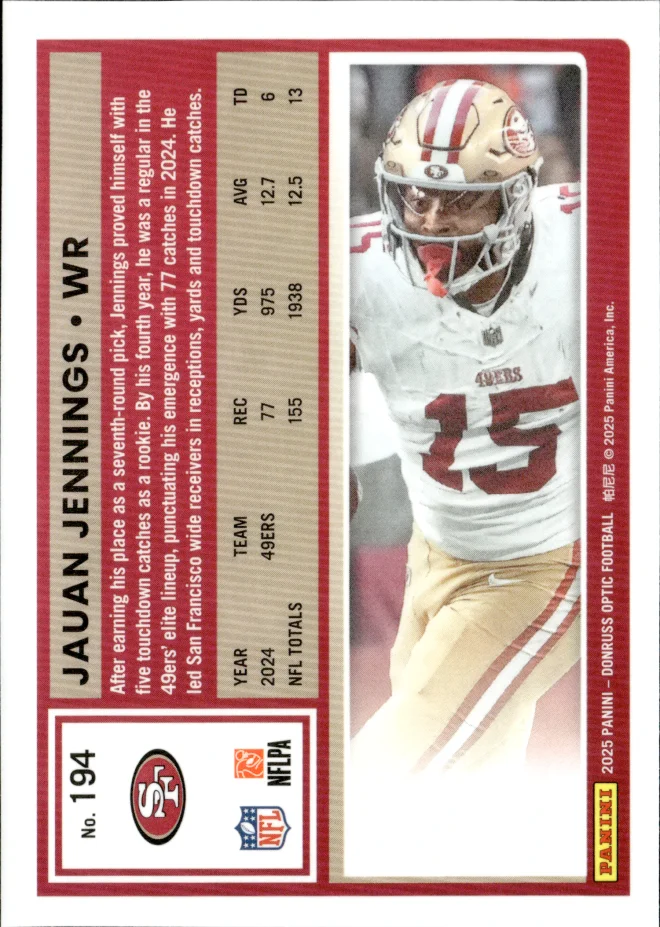 Jauan Jennings card back